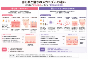 赤ら顔と酒さのメカニズムの違い
